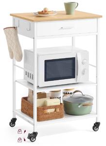 Carucior bucatarie cu sertar, Barnet, Alb, 60x45x90 cm