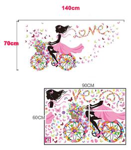 Falmatrica "Lány lepkékkel biciklin" 140x70 cm