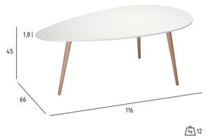 Fly fehér dohányzóasztal bükkfa lábakkal, 116 x 66 cm - Furnhouse