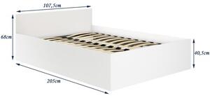 Ágyneműtartós ágy, ágyráccsal és matraccal 200x100cm fehér