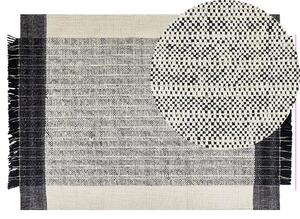 Fekete és fehér gyapjúszőnyeg 140 x 200 cm KETENLI