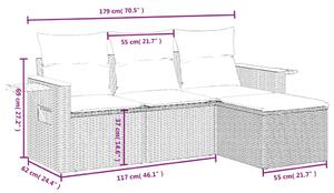 VidaXL 4 részes bézs polyrattan kerti ülőgarnitúra párnákkal