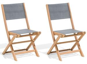 Kerti akácfa szék szett szürke textil borítással CESANA