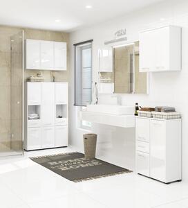 Fali fürdőszoba szekrény fehér, magasfényű fehér