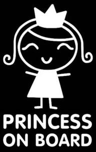 Autó matrica "Princess on board 3 - fehér" 8x13cm