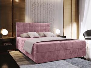 Kárpitozott boxspring ágy GLORIEN VELVET 180x200 cm rózsaszín Matrac: Bonell rugós matrac
