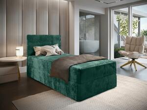 Kárpitozott boxspring ágy GLORIEN VELVET 90x200 cm sötétzöld Matrac: Bonell rugós matrac