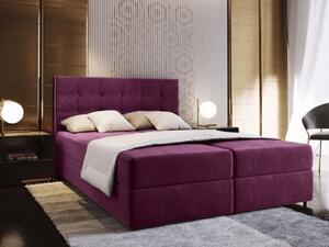 Kárpitozott boxspring ágy GLORIEN 140x200 cm bíbor Matrac: Bonell rugós matrac