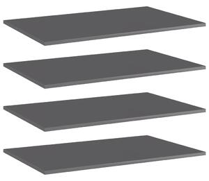 4 db magasfényű szürke forgácslap könyvespolc lap 80x50x1,5 cm