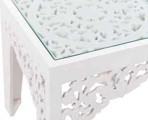 Fehér üveglapos kisasztal kétdarabos szettben AMADPUR