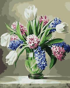 Festés számok szerint kép kerettel "Virágok vázában 6" 40x50 cm