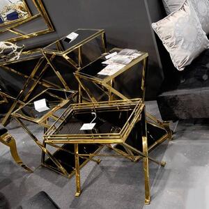 Sonia asztal tálcával fekete-arany 55x57x37 cm