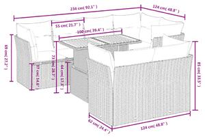 VidaXL 8 részes szürke polyrattan kerti ülőgarnitúra párnákkal