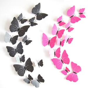 Falmatrica "Műanyag 3D lepkék - rózsaszín" 12db 6-12 cm