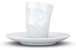 Fehér 'csalódott' porcelán csésze és alátét, 80 ml - 58products