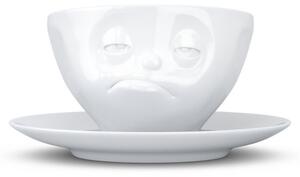Fehér 'unatkozó' porcelán csésze és alátét - 58products