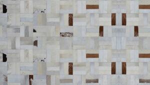 Luxus bőrszőnyeg, fehér/szürke/barna , patchwork, 170x240, bőr TIP 1