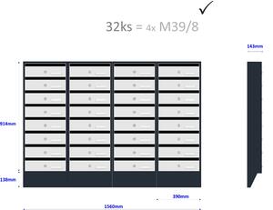 M39/8 N modulos postaláda dőlt RAL7016 + rozsdamentes