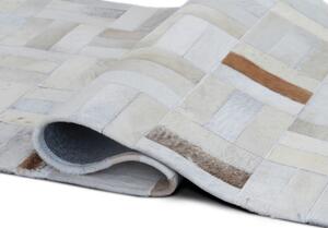 Luxus bőrszőnyeg, fehér/szürke/barna , patchwork, 170x240, bőr TIP 1