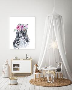 PIPPER | Gyerek festmény - Zebra virággal 50 x 40 cm