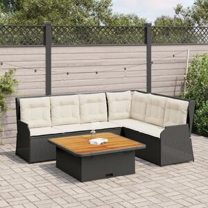 5 részes fekete polyrattan kerti ülőgarnitúra párnákkal