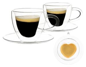 Thermo Heart csésze pohár csészealjakkal, 2db, szív alakú, 150ml, HOTCOOL TYP 5