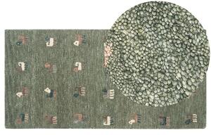 Zöld gabbeh gyapjúszőnyeg 80 x 150 cm KIZARLI