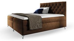 Wilsondo GULIETTE ágyneműtartós kárpitozott boxspring ágy matracokkal - barna Méret: 140x200