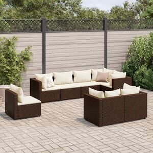 8 részes barna polyrattan kerti ülőgarnitúra párnákkal