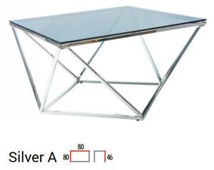 Silver A 80x80cm-es dohányzóasztal Fekete-Ezüst