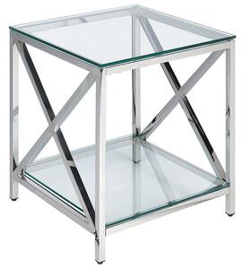 Ezüst üveg kisasztal 45 x 45 cm AUDET