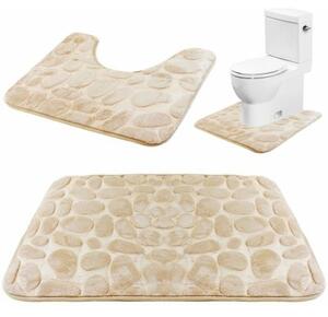 2 db-os extra puha fürdőszoba szőnyeg szett mintával - bézs