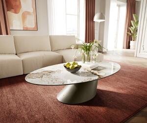 DELIFE Dohányzóasztal Edge ovális 140x80 cm kerámia Minas melange Conis fém titán színű effektfinish