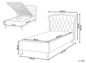 Bézs bársony ágyneműtartós ágy 90 x 200 cm METZ
