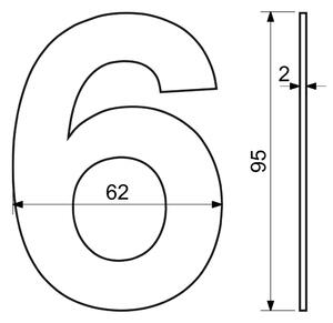 RN.95L.6.CE számjegy "6" 95mm fekete