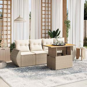 5 részes bézs polyrattan kerti ülőgarnitúra párnákkal