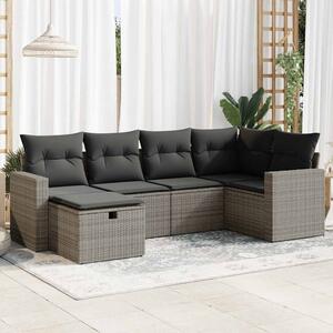 6 részes szürke polyrattan kerti ülőgarnitúra párnákkal
