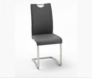 Koeln szánkótalpas szék műbőr ülőfelülettel, krómozott vázzal szürke színben