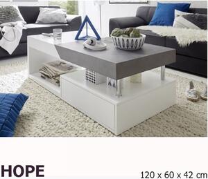 HOPE MDF fehér-beton színű dohányzóasztal 120cm