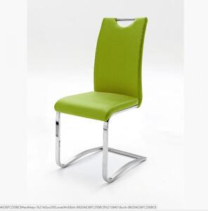 Koeln szánkótalpas szék műbőr ülőfelülettel, krómozott vázzal lime színben