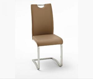 Koeln szánkótalpas szék műbőr ülőfelülettel, krómozott vázzal cappuccino színben