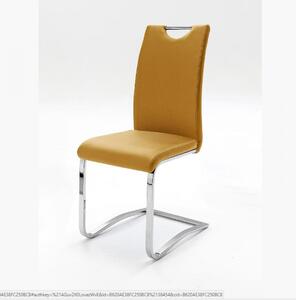 Koeln szánkótalpas szék műbőr ülőfelülettel, krómozott vázzal curry színben