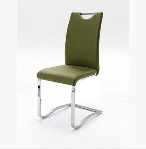 Koeln szánkótalpas szék műbőr ülőfelülettel, krómozott vázzal oliva színben