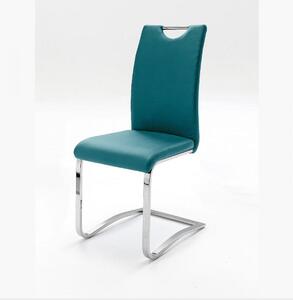 Koeln szánkótalpas szék műbőr ülőfelülettel, krómozott vázzal türkiz színben
