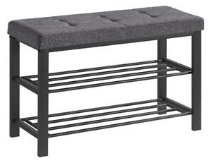 Cipősszekrény paddal és szürke ülőkével MOBRIX 81x49 cm, fekete