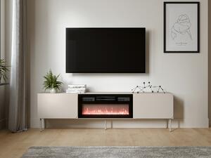 TV-állvány Fentore 104, Edzett üveg, Közepes sűrűségű farostlemez, Laminált forgácslap, 58x200x40cm, Kasmír