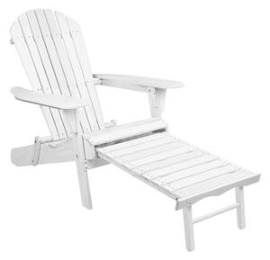 Kerti fa szék kihúzható lábtartóval-fehér