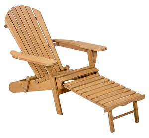 Kerti fa szék kihúzható lábtartóval, több színben, natúr