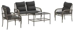 VidaXL 4 részes szürke polyrattan kerti ülőgarnitúra párnákkal