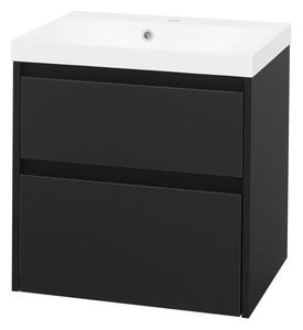 Mereo Opto öntött márvány fürdőszoba szekrény 61 cm fehér fekete MER-CN940M